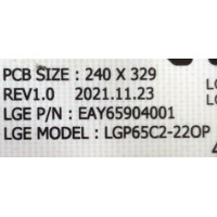 FUENTE DE PODER PARA TV LG OLED EVO / NUMERO DE PARTE EAY65904001 / LGP65C2-22OP / 65904001 / LGP65C2-220P / EPCA48CC1A / 3PCR03065A / PANEL AC650AQL CQA1_RS / MODELO OLED65C2PUA / OLED65C2PUA.DUSQLJR